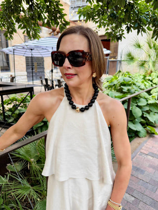 Marjorie Game Day Gumball Beaded Necklace: Black - Sugar Co.