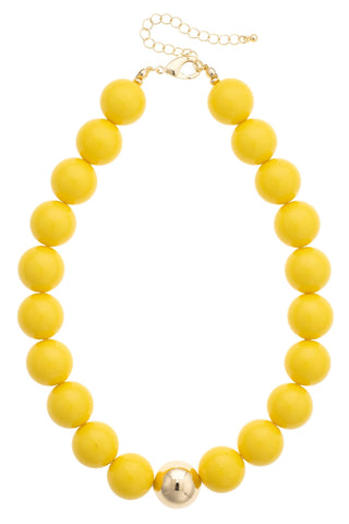 Marjorie Game Day Gumball Beaded Necklace: Yellow - Sugar Co.