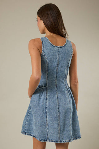 Meet Me Denim Mini Dress - Sugar Co.