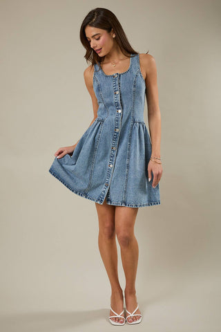 Meet Me Denim Mini Dress - Sugar Co.
