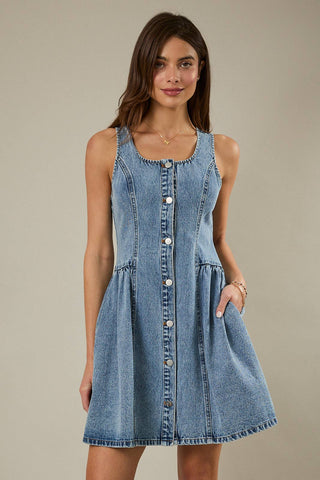 Meet Me Denim Mini Dress - Sugar Co.