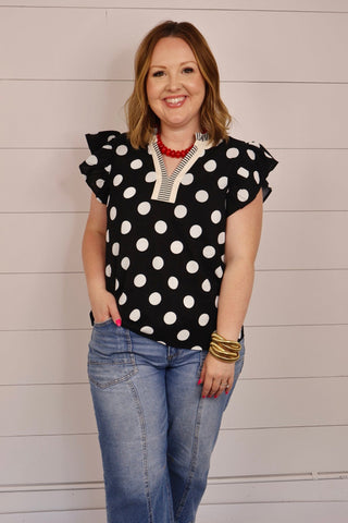 Midnight Martini Polka Dot Blouse - Sugar Co.