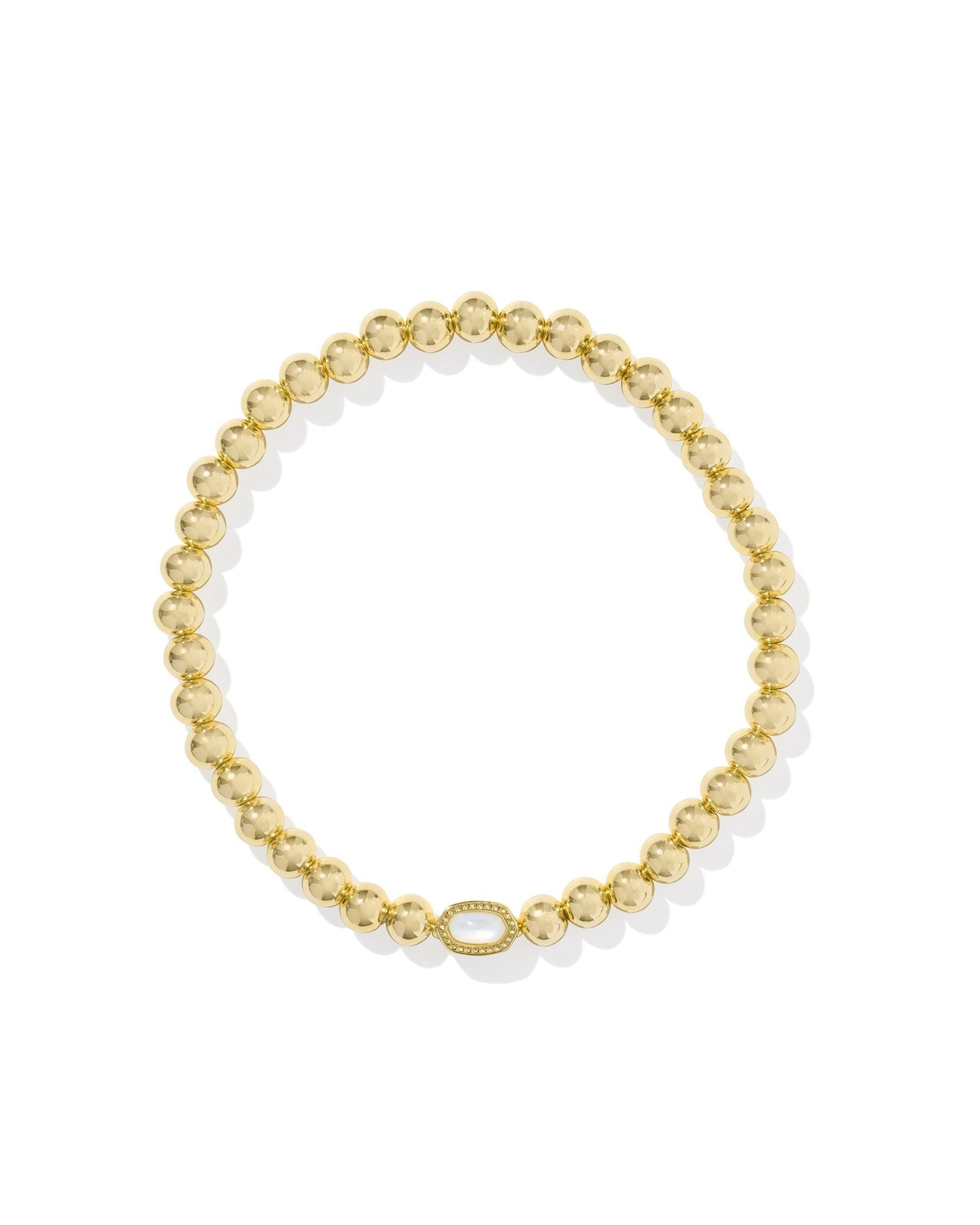 Mini Elaina Gold Stretch Bracelet in Ivory Mother of Pearl