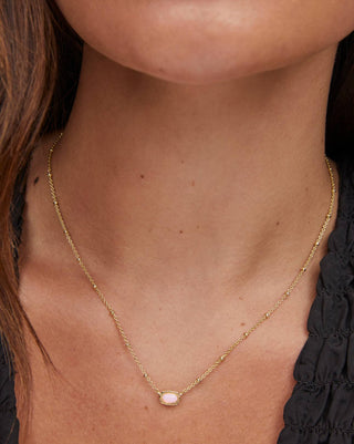 Mini Elisa Gold Satellite Short Pendant Pink Opalite Crystal - Sugar Co.