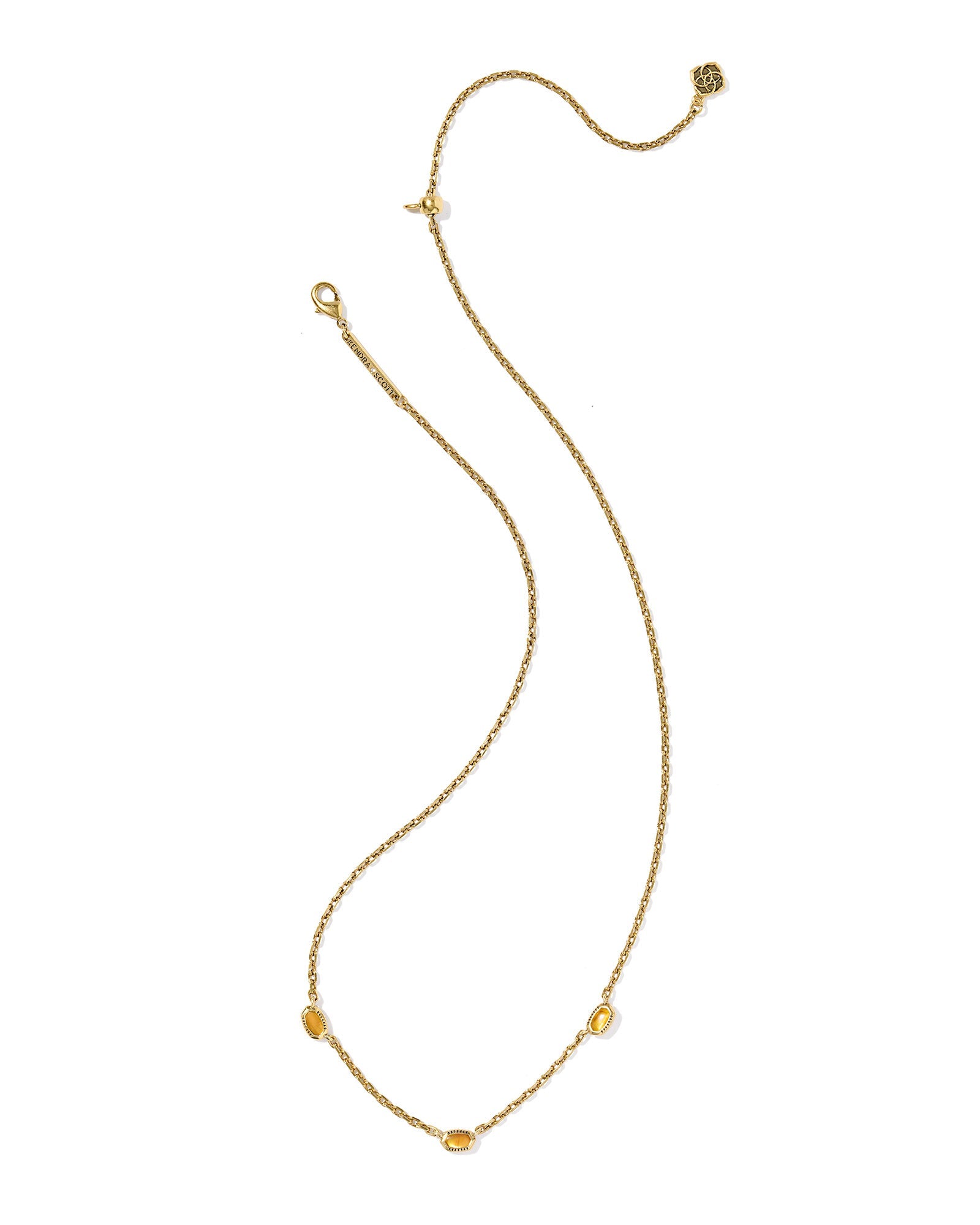 Mini Elisa Gold Three Stone Strand Necklace: Vintage Gold Marbled Amber Illusion