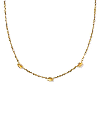 Mini Elisa Gold Three Stone Strand Necklace: Vintage Gold Marbled Amber Illusion - Sugar Co.