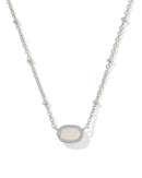 Mini Elisa Satellite Short Pendant Necklace in Silver Iridescent Drusy - Sugar Co.
