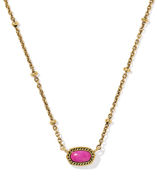 Mini Elisa Satellite Short Pendant Necklace: Vintage Gold Dark Fuchsia Variegated Magnesite - Sugar Co.
