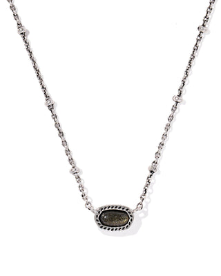 Mini Elisa Satellite Short Pendant Necklace: Vintage Silver Golden Obsidian - Sugar Co.