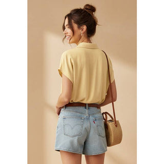 Minimalist Drop Shoulder Button Up Blouse Banana - Sugar Co.
