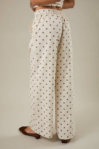 Mocha Dot Pleated Trouser - Sugar Co.
