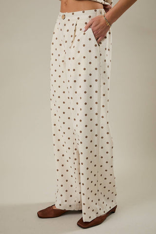 Mocha Dot Pleated Trouser - Sugar Co.