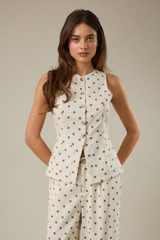 Mocha Dot Vest - Sugar Co.