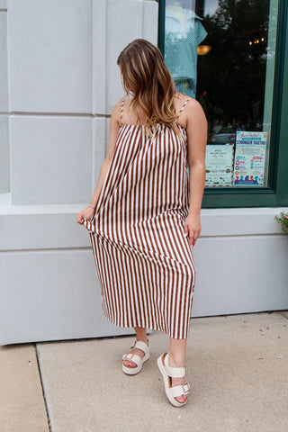 Mocha Dreams Striped Midi - Sugar Co.