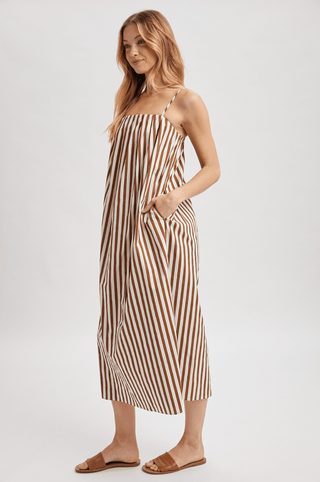 Mocha Dreams Striped Midi - Sugar Co.