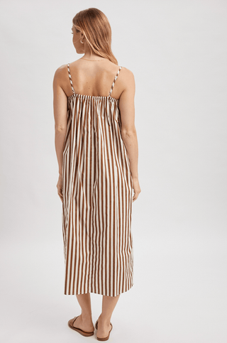 Mocha Dreams Striped Midi - Sugar Co.