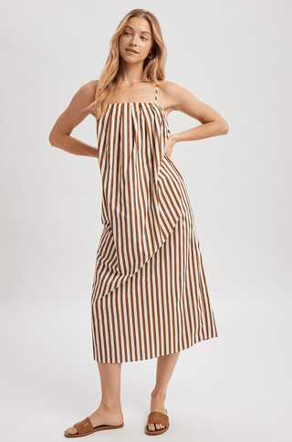 Mocha Dreams Striped Midi - Sugar Co.