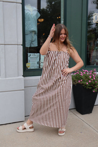 Mocha Dreams Striped Midi - Sugar Co.