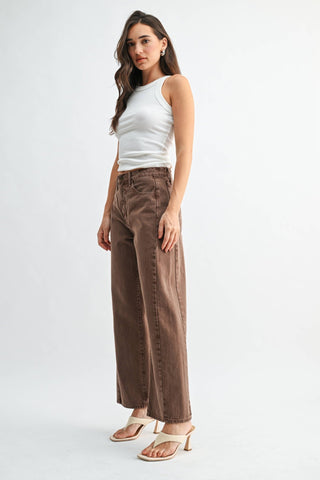 Mocha Muse Barrel Jeans - Sugar Co.