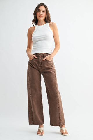 Mocha Muse Barrel Jeans - Sugar Co.