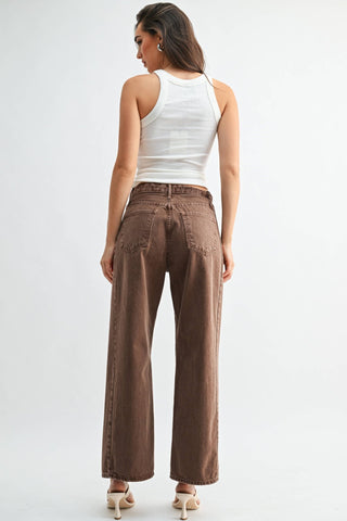Mocha Muse Barrel Jeans - Sugar Co.