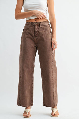 Mocha Muse Barrel Jeans - Sugar Co.