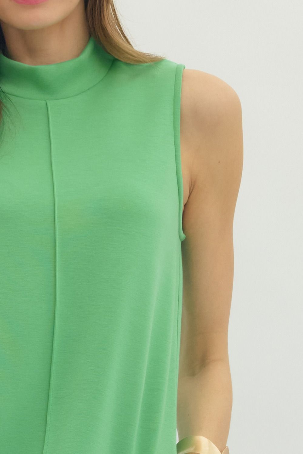 Molly Mock Neck Tank Green - Sugar Co.