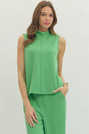 Molly Mock Neck Tank Green - Sugar Co.