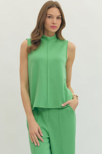 Molly Mock Neck Tank Green