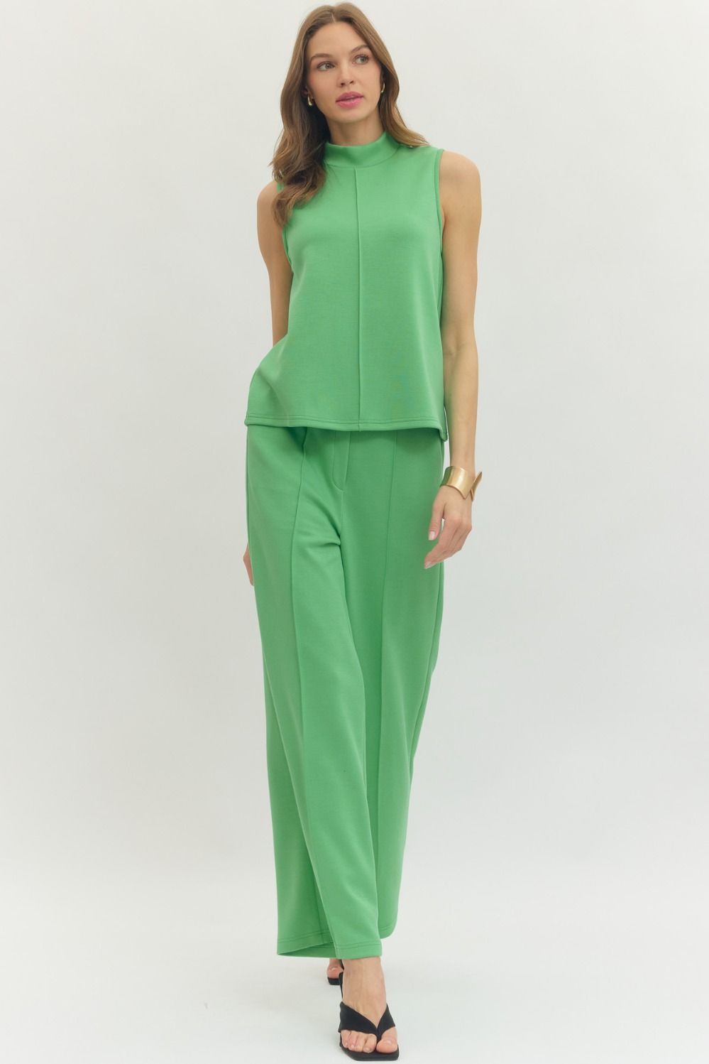 Molly Mock Neck Tank Green - Sugar Co.