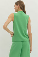 Molly Mock Neck Tank Green - Sugar Co.