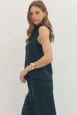 Molly Mock Neck Tank Navy - Sugar Co.