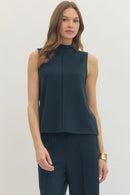 Molly Mock Neck Tank Navy - Sugar Co.