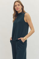 Molly Mock Neck Tank Navy - Sugar Co.