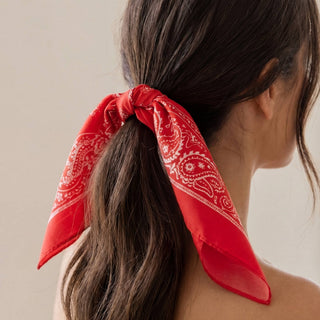 Multi - Patchwork Bandana Paisley Print Satin Square Scarf: BK - Sugar Co.