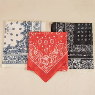Multi - Patchwork Bandana Paisley Print Satin Square Scarf: BK - Sugar Co.