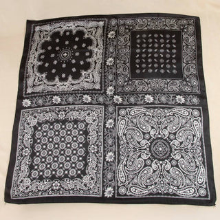 Multi - Patchwork Bandana Paisley Print Satin Square Scarf: RD - Sugar Co.