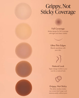 Non-Adhesive "Grippy, Not Sticky" Nipple Covers: Creme AA-B cups - Sugar Co.