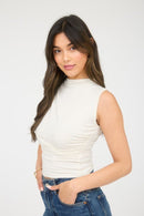 North Ruched Tank Cream - Sugar Co.