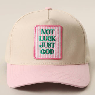 Not Luck Just God Embroidered Patch Two Tone Trucker Hat - Sugar Co.