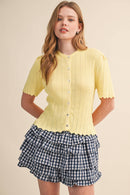 On Pointe Short Sleeve Cardigan - Butter Yellow - Sugar Co.
