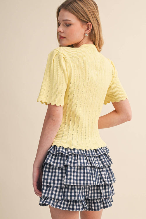 On Pointe Short Sleeve Cardigan - Butter Yellow - Sugar Co.