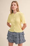 On Pointe Short Sleeve Cardigan - Butter Yellow - Sugar Co.