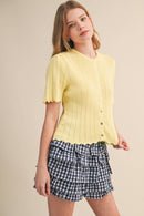 On Pointe Short Sleeve Cardigan - Butter Yellow - Sugar Co.