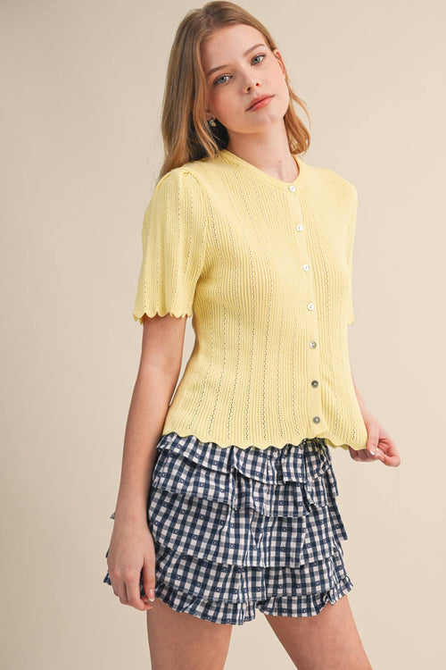 On Pointe Short Sleeve Cardigan - Butter Yellow - Sugar Co.