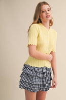 On Pointe Short Sleeve Cardigan - Butter Yellow - Sugar Co.