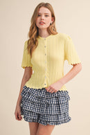 On Pointe Short Sleeve Cardigan - Butter Yellow - Sugar Co.