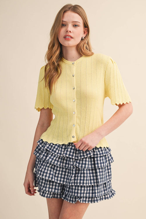On Pointe Short Sleeve Cardigan - Butter Yellow - Sugar Co.