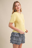 On Pointe Short Sleeve Cardigan - Butter Yellow - Sugar Co.