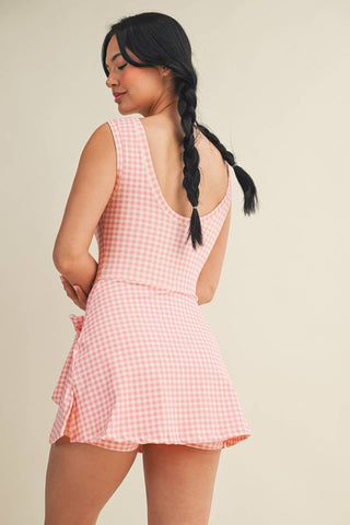 On - The - Go Gingham Wrap Dress Black - Sugar Co.